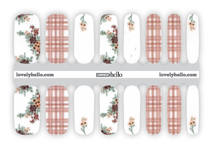 Country Plaid Floral Nail Wrap