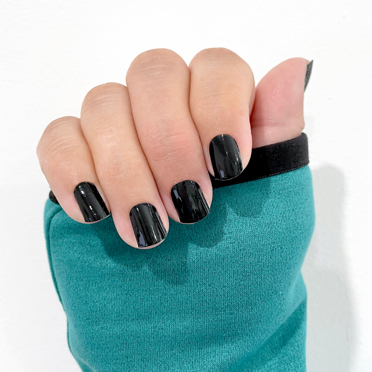 teal and black acrylic nails