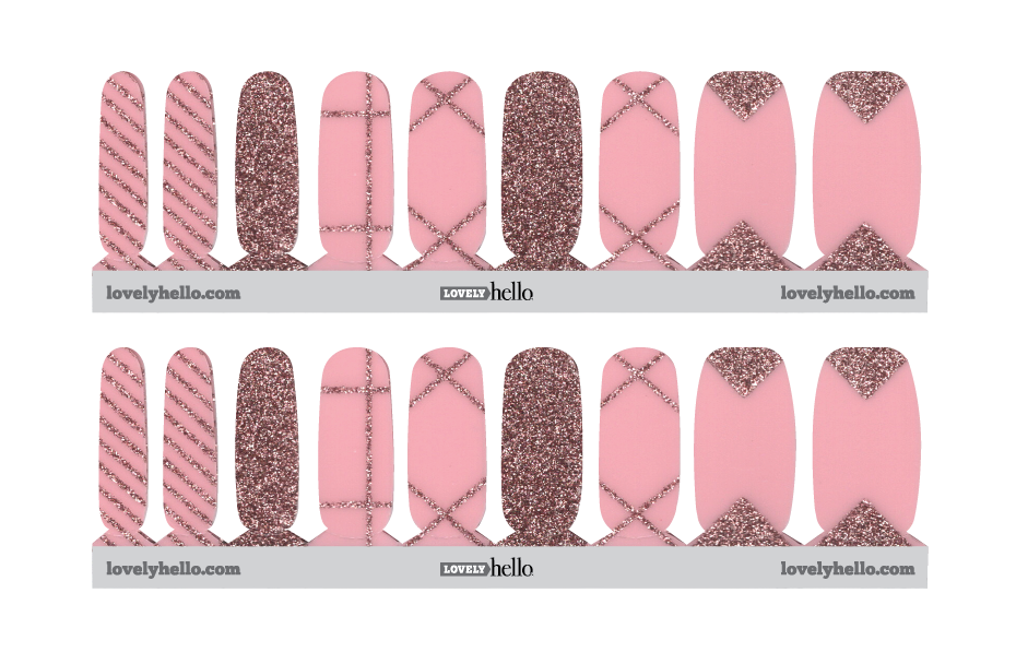 Pink Shimmer and Stripes Nail Wraps