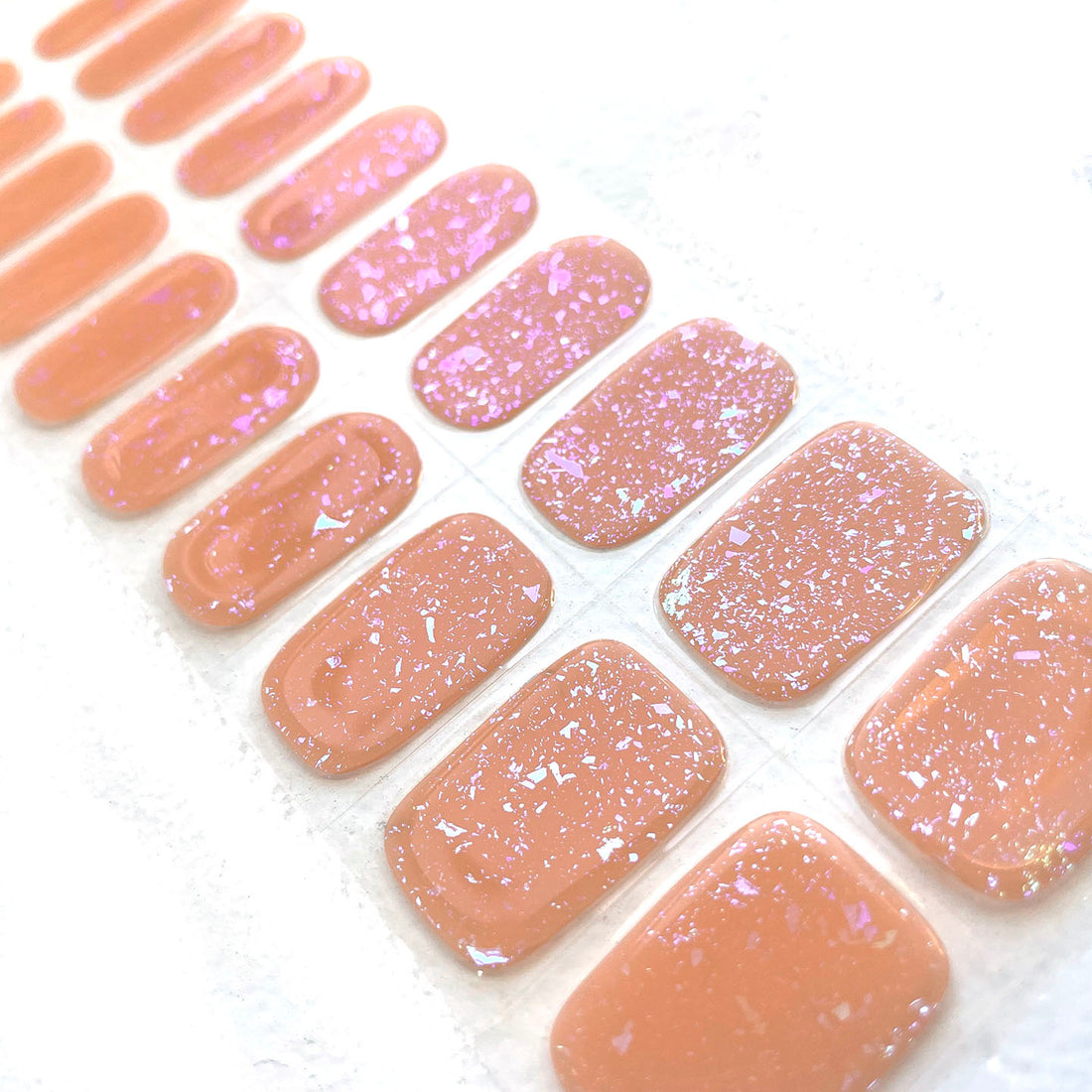 Peach Flakie Gellie Semi-Cured Nail Wraps