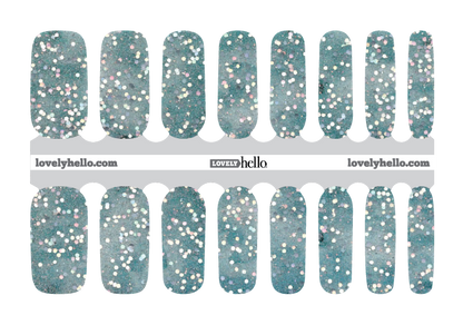 Teal Snow Storm Nail Wraps