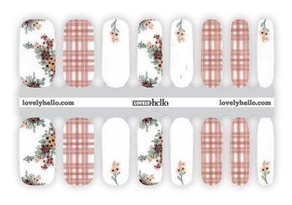 Country Plaid Floral Nail Wrap