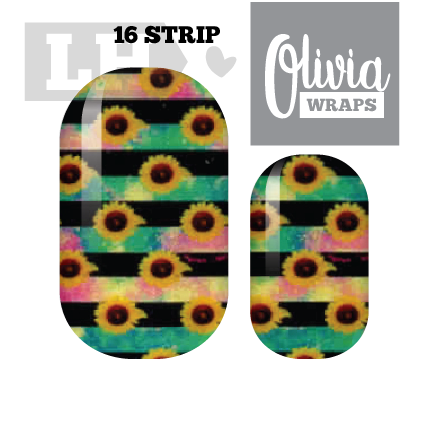 Striped Sunflower Nail Wraps