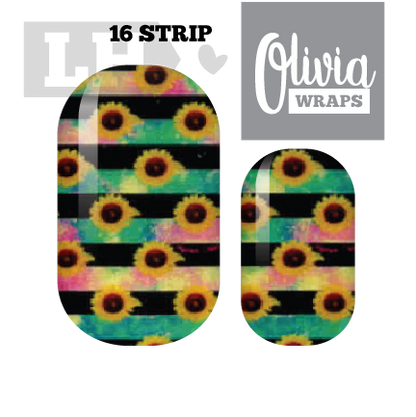 Striped Sunflower Nail Wraps