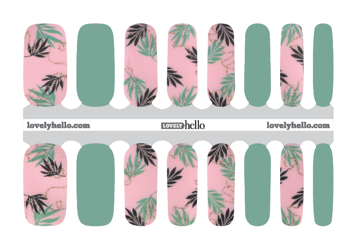 Mint and Pink Palms Nail Wraps