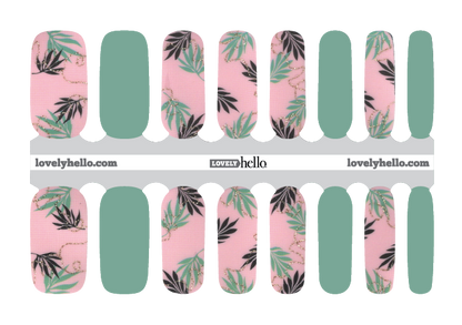 Mint and Pink Palms Nail Wraps