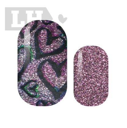 Hearts and Glitter Nail Wraps