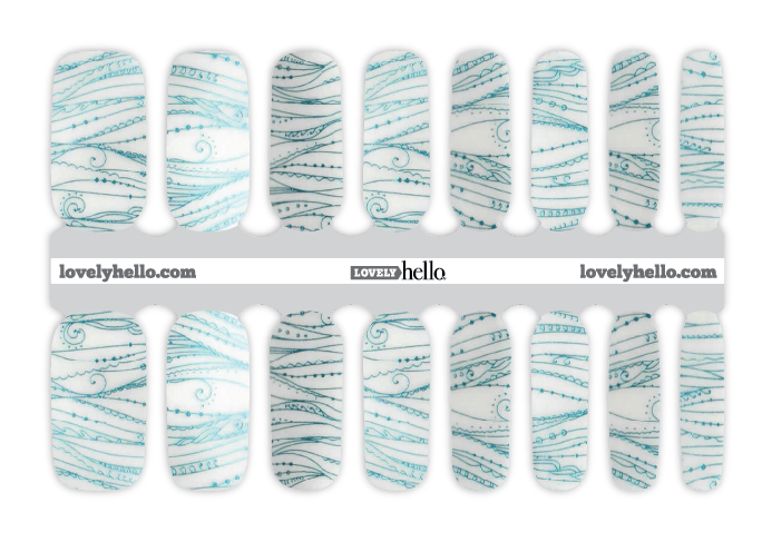 Teal Metallic Waves Nail Wraps