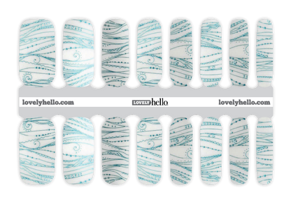 Teal Metallic Waves Nail Wraps