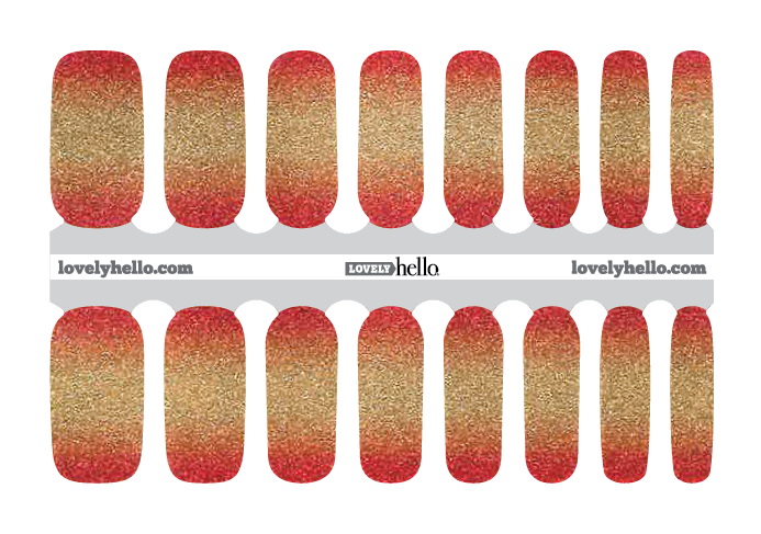Coral and Gold Glitter Nail Wrap