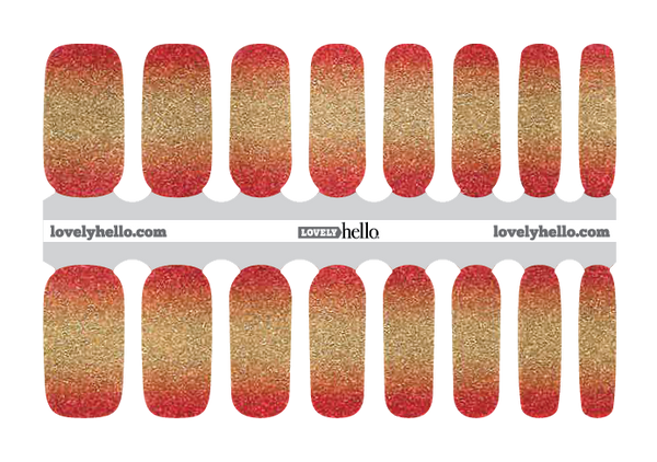 Coral and Gold Glitter Nail Wrap