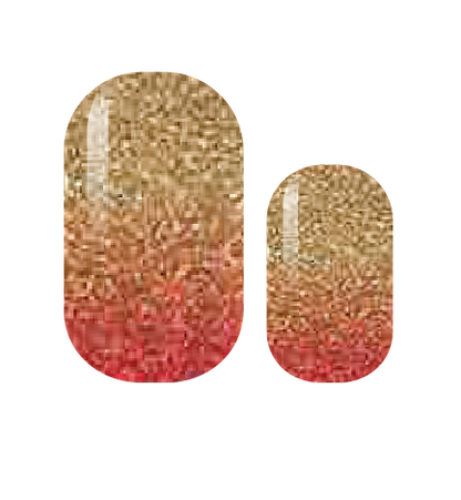 Coral and Gold Glitter Nail Wrap