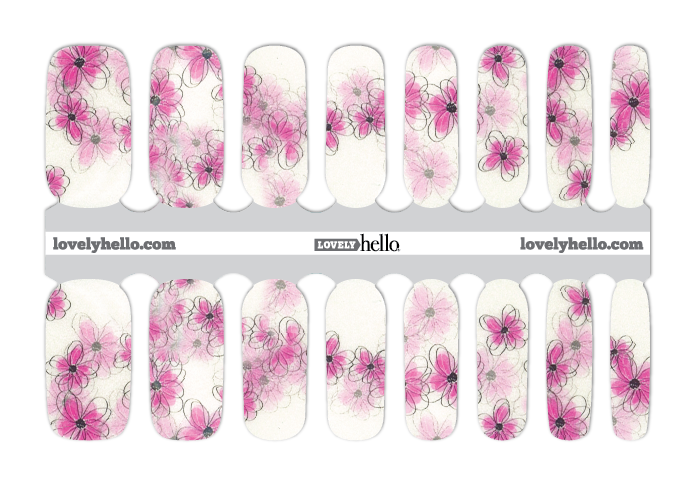 Pink Flower Doodle Nail Wrap