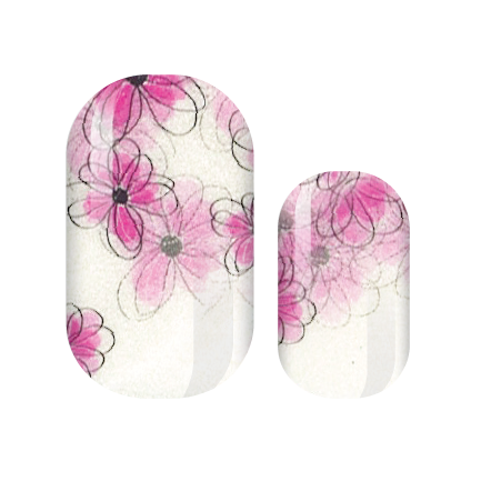 Pink Flower Doodle Nail Wrap