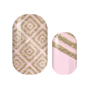 Pink Glittery Gold Aztec Nail Wraps