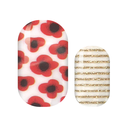 Golden Glitter Poppies Nail Wraps