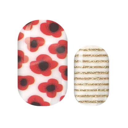 Golden Glitter Poppies Nail Wraps