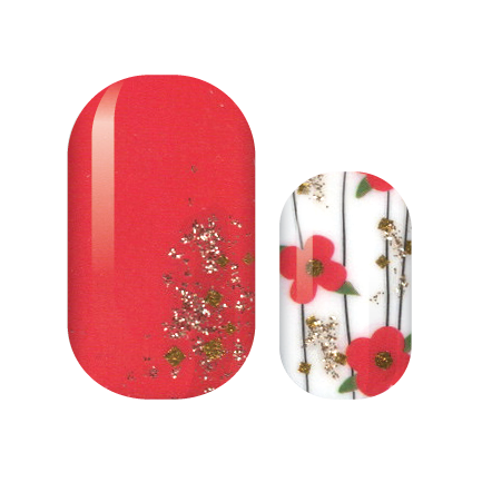 Red Floral Glam Nail Wraps