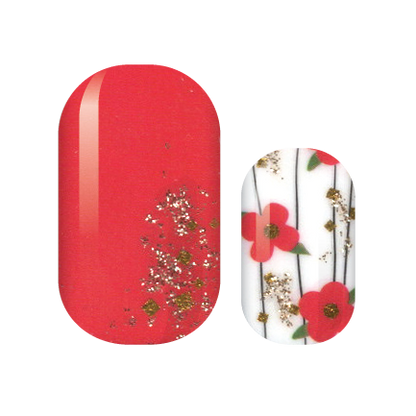 Red Floral Glam Nail Wraps