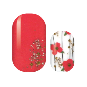 Red Floral Glam Nail Wraps