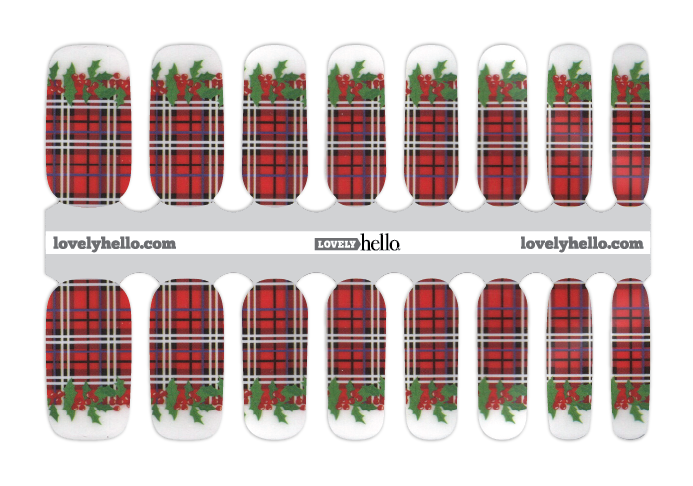 Holiday Berry Plaid Nail Wraps