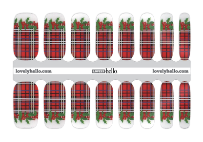 Holiday Berry Plaid Nail Wraps