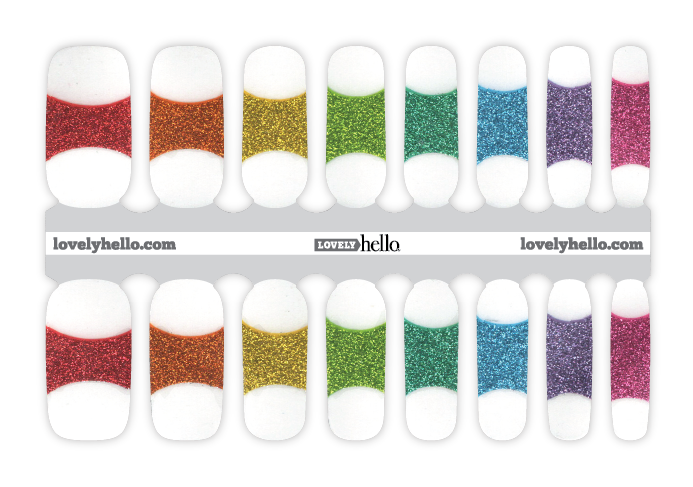 Rainbow French Sparkle Nail Wraps