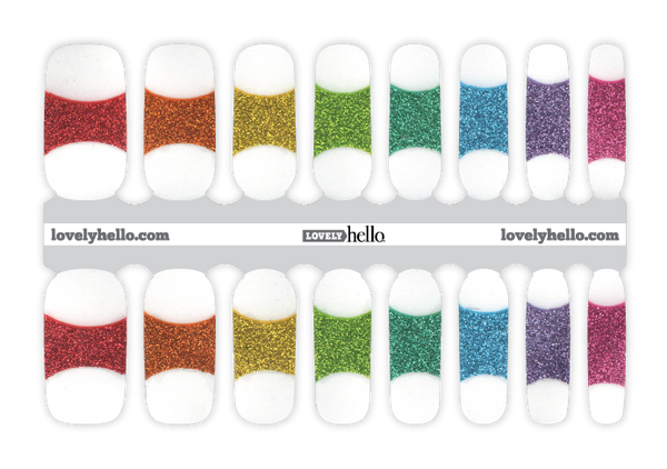 Rainbow French Sparkle Nail Wraps