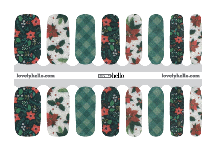 Poinsettia Plaid Star Nail Wraps