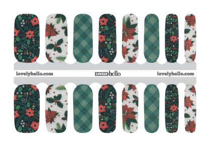 Poinsettia Plaid Star Nail Wraps