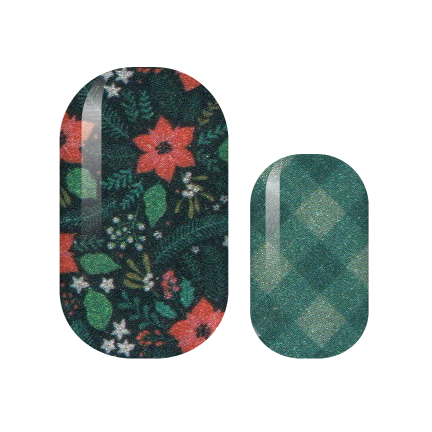 Poinsettia Plaid Star Nail Wraps