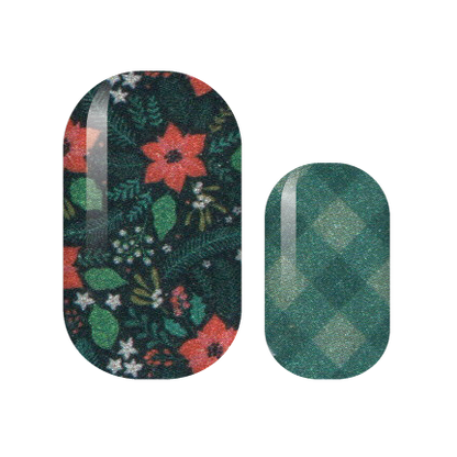 Poinsettia Plaid Star Nail Wraps