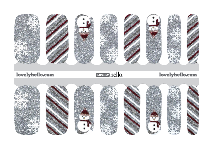 Silver Snowman Nail Wraps