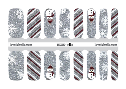 Silver Snowman Nail Wraps