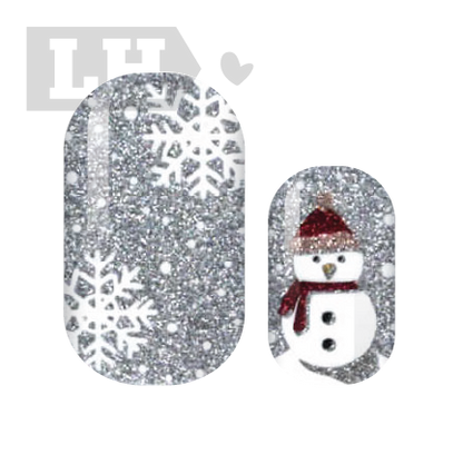 Silver Snowman Nail Wraps