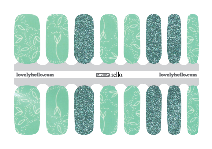 Teal Floral Glitz Nail Wraps