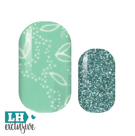 Teal Floral Glitz Nail Wraps