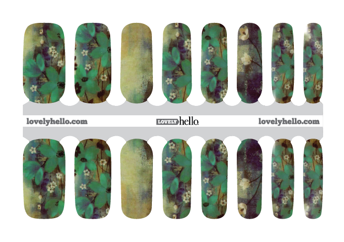 Painted Teal Floral Nail Wraps