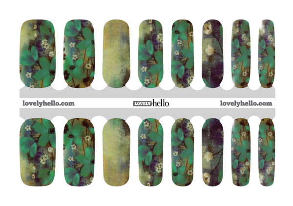 Painted Teal Floral Nail Wraps
