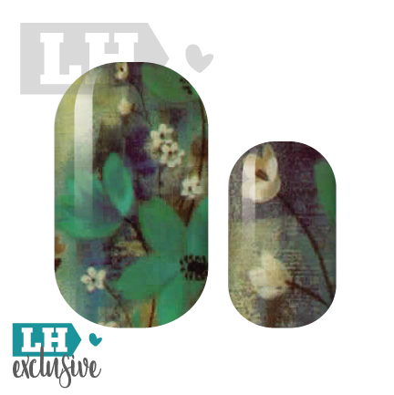 Painted Teal Floral Nail Wraps