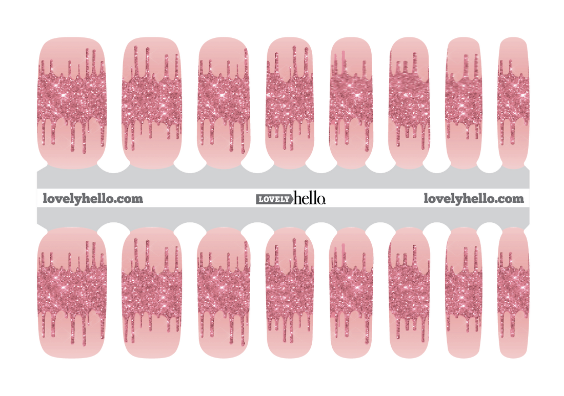 Blush Glitter Drip Tip Nail Wraps