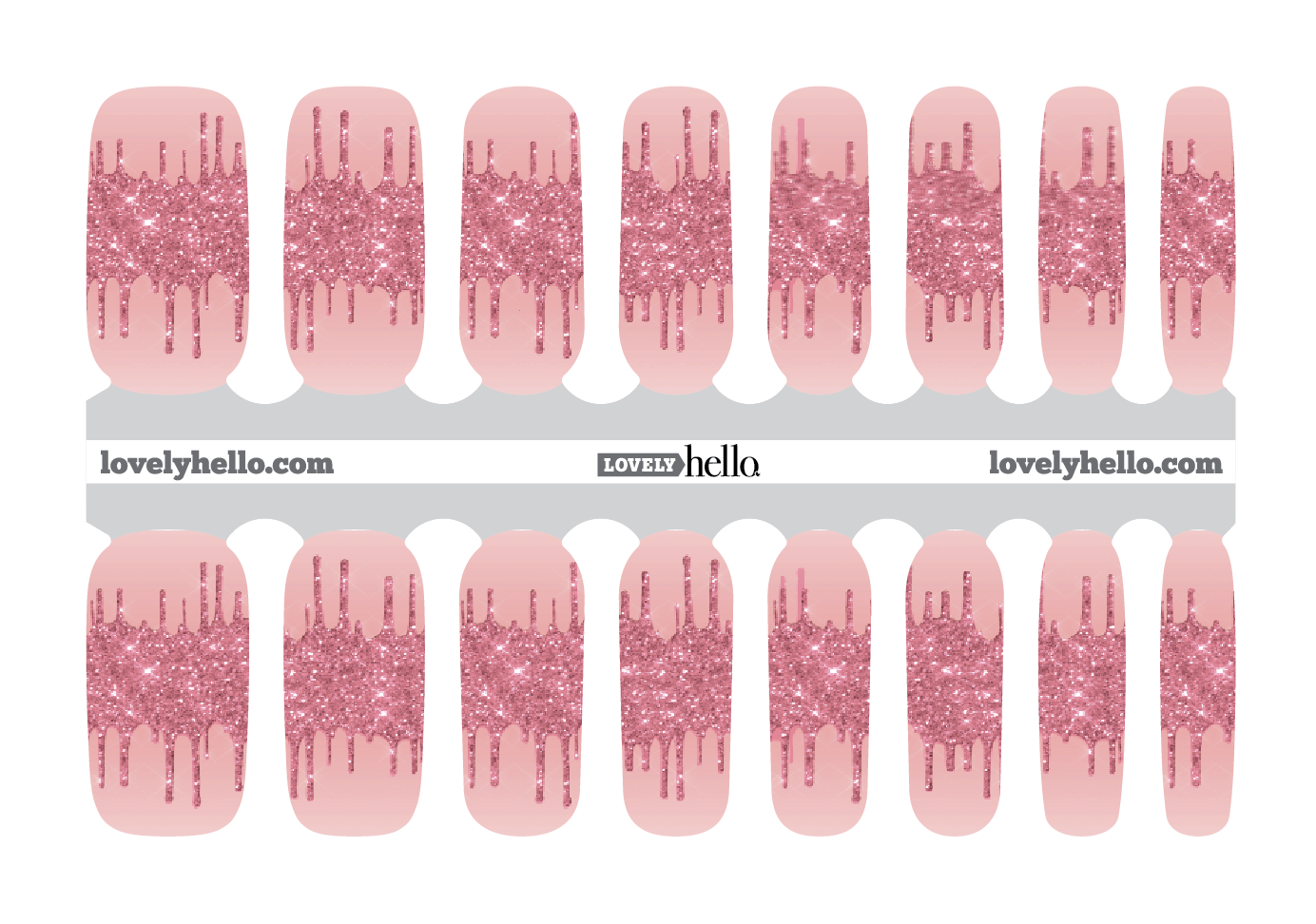 Blush Glitter Drip Tip Nail Wraps