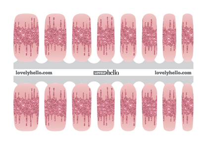 Blush Glitter Drip Tip Nail Wraps