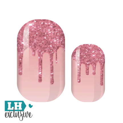 Blush Glitter Drip Tip Nail Wraps