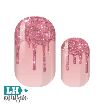 Blush Glitter Drip Tip Nail Wraps