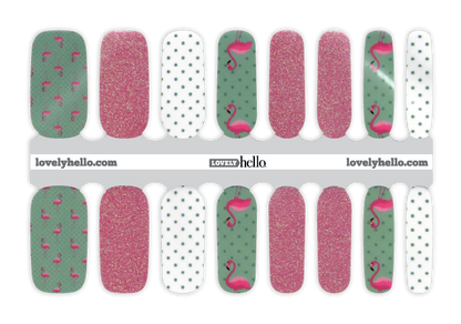 Minty Flamingo Nail Wraps