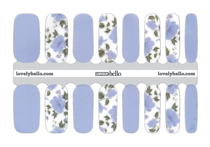 Baby Blue Floral Nail Wraps