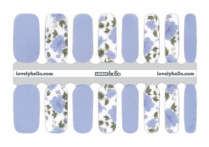 Baby Blue Floral Nail Wraps