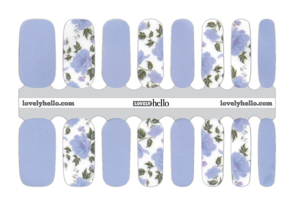 Baby Blue Floral Nail Wraps