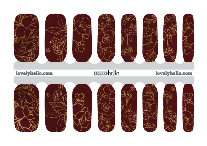 Golden Floral Nail Wraps